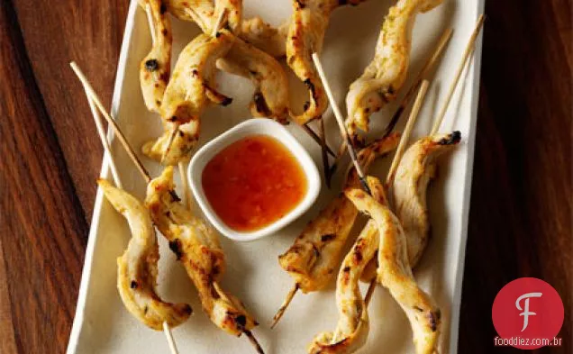 Espetos de frango tailandês