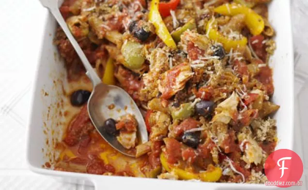 Atum gratinado massa arrabbiata