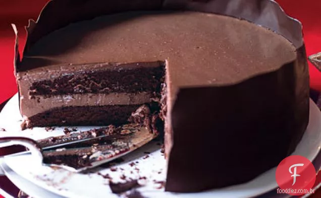 Bolo Da Camada De Panna Cotta Do Chocolate