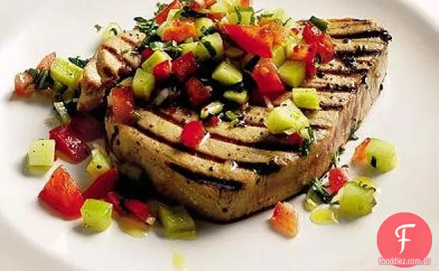 Bifes de atum com sabor de pepino