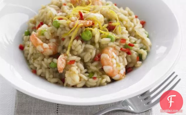 Lemony prawn & pea risotto