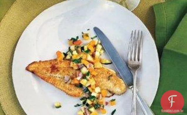 Peixe Frito de Nick Usner com receita de salsa de abóbora