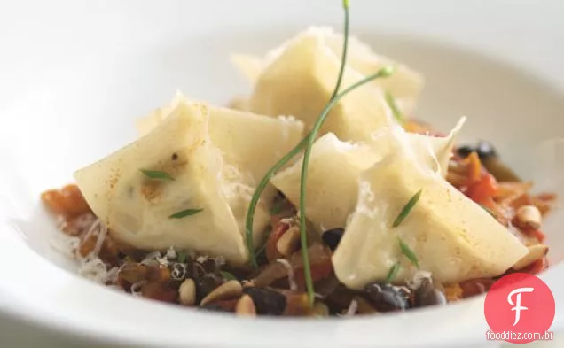 Ravioli De Queijo De Cabra Com Pimentão E Manteiga Marrom