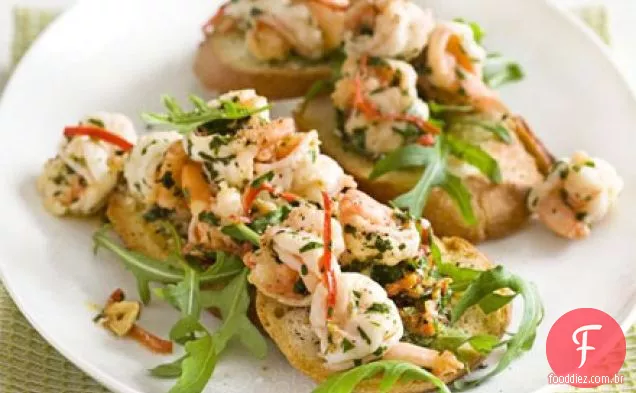 Lemony prawn bruschettas