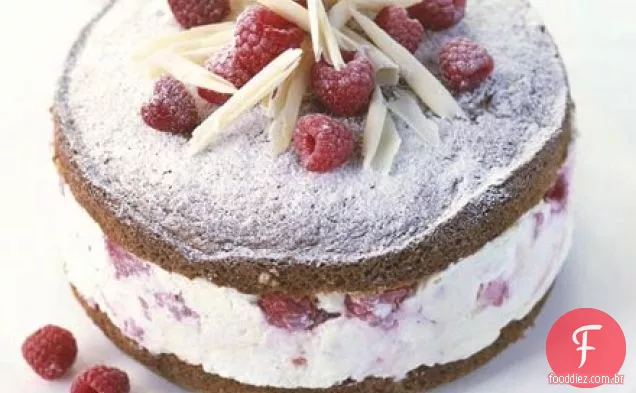 Chocolate Branco, Framboesa e torta de mármore de avelã