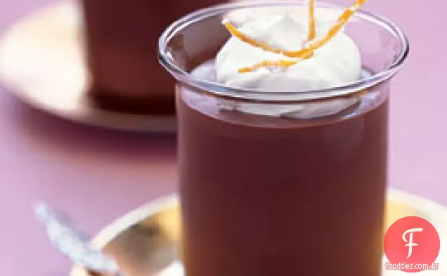 Chocolate-Potes De Creme De Laranja com casca de laranja cristalizada