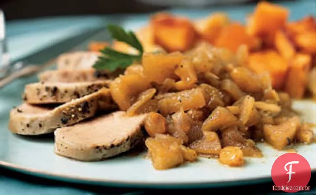 Lombo De Porco Chai-Brined com Chutney de maçã temperada