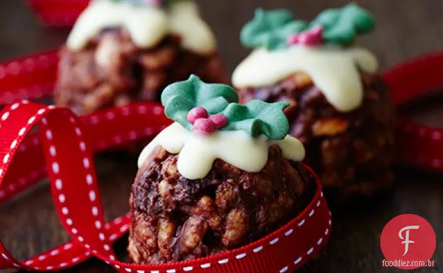 Natal pudim arroz Krispie bolos