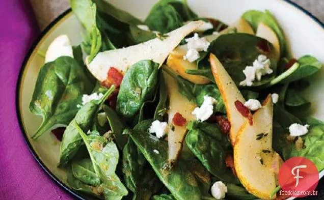 Salada de espinafre, Pêra e Pancetta