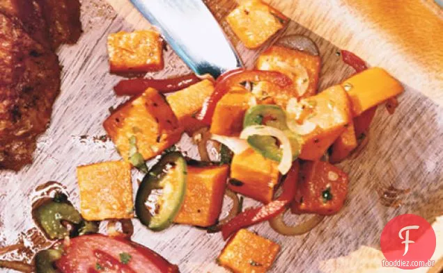 Salada De Batata Doce Assada Com Pimentão Vermelho
