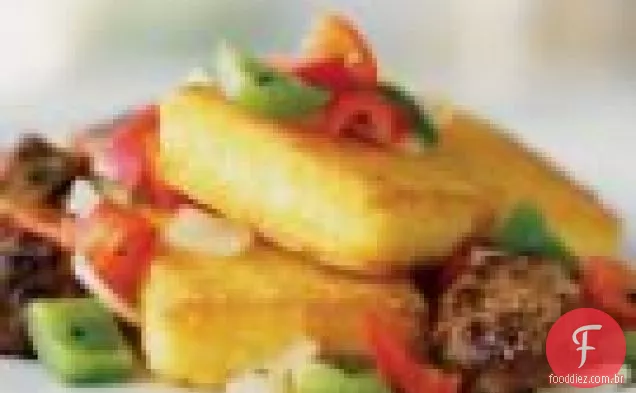 Polenta Grelhada Com Salsichas E Pimentões