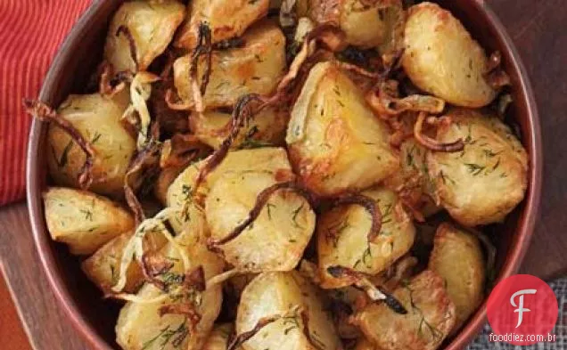 Batatas crocantes com endro e cebola