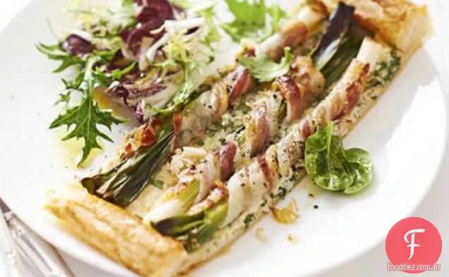 Caranguejo, cebolinha e pancetta slice