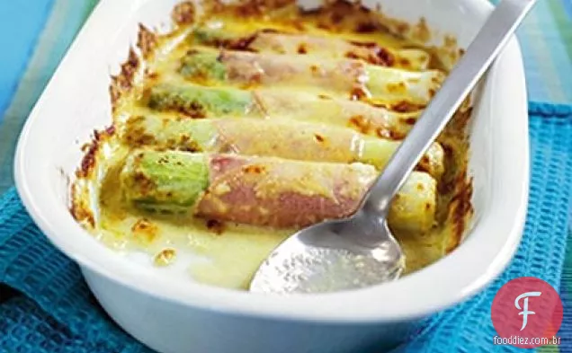 Queijo alho-poró e presunto