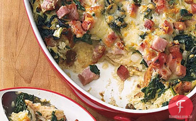 Estratos de presunto, Gruyère e espinafre