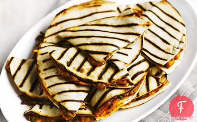 Cheesy bean & chipotle quesadillas