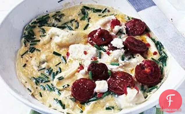 Queijo de cabra e omelete de chouriço