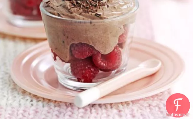 Chocolate e framboesa potes