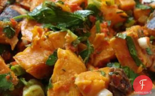 Salada De Batata Doce Assada Com Vinagrete De Pimenta Vermelha