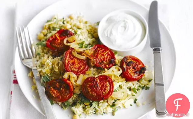 Harissa tomates assados com cuscuz