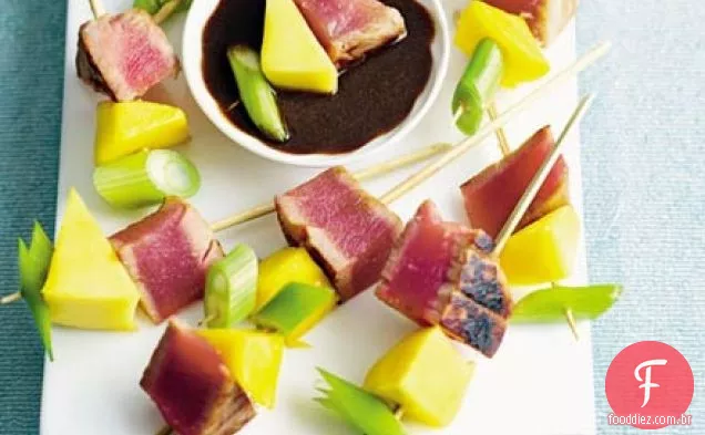 Espetos de atum teriyaki