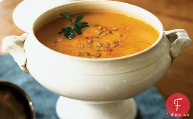 Sopa de abóbora e pimenta amarela com páprica defumada