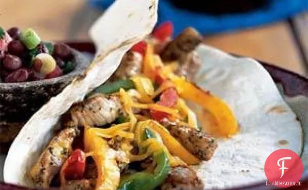 Tacos picantes de porco e pimentão