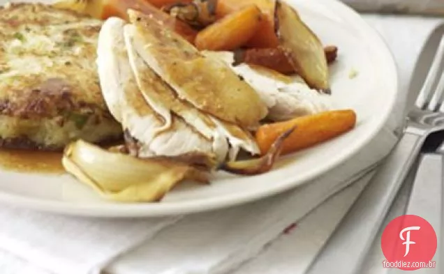 Frango assado com mostarda e mel com bubble & squeak