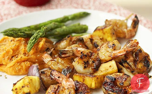Kebabs De Camarão Teriyaki Grelhados