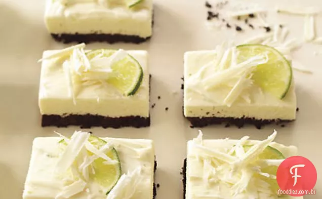Barras de Cheesecake de chocolate branco e limão