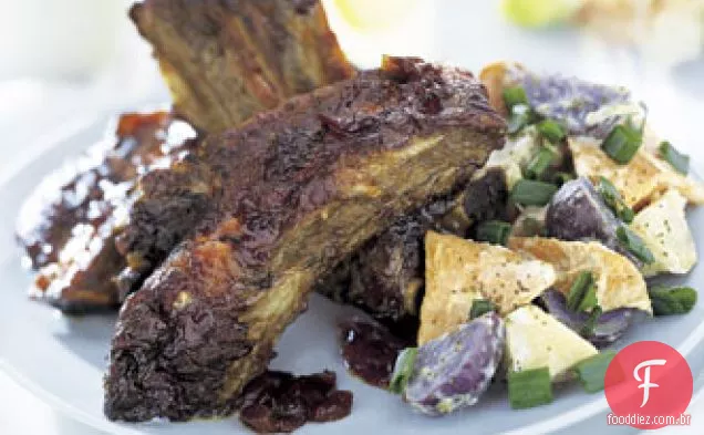 Costelas grelhadas com melaço-molho Bourbon