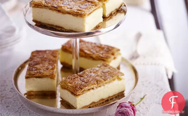 Fatias de creme de baunilha