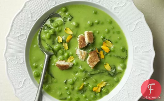 Uma sopa de ervilhas verdes, sem carne