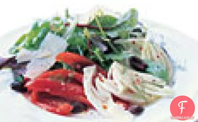 Pimentão vermelho assado e salada de erva-doce