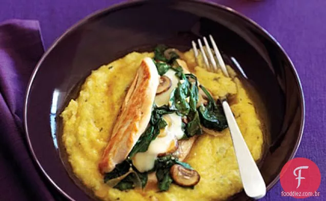 Frango recheado com polenta de alecrim