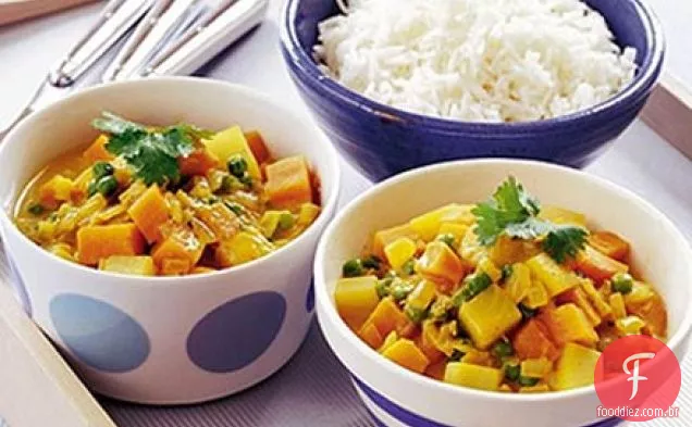 Batata doce e caril de ervilha