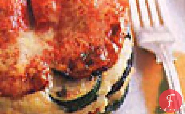 Berinjela, abobrinha, pimenta vermelha e Torta de parmesão
