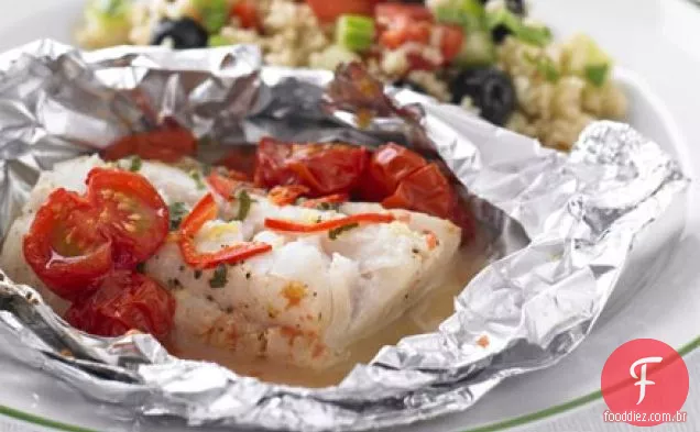 Peixe Mediterrâneo e cuscuz