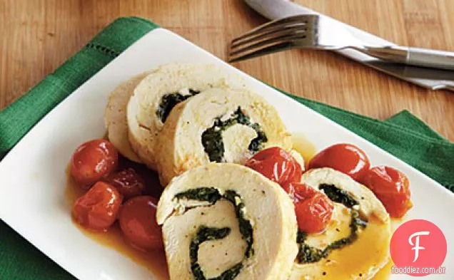 Espinafre e Frango Recheado com queijo Feta
