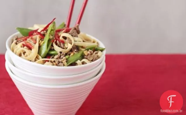 Cinco-spice beef & sugar snap noodles