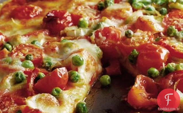Pizza vegetal de primavera assada