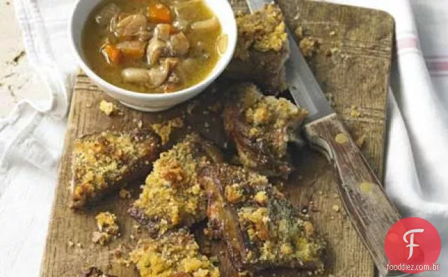 Peito de cordeiro com crosta de mostarda