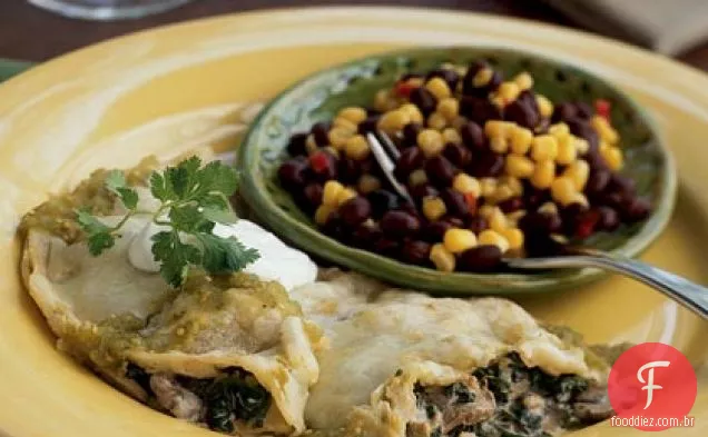 Creamy Espinafre - Cogumelo Frigideira Enchiladas