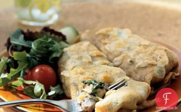 Frango, espinafre e Crepes de cogumelos
