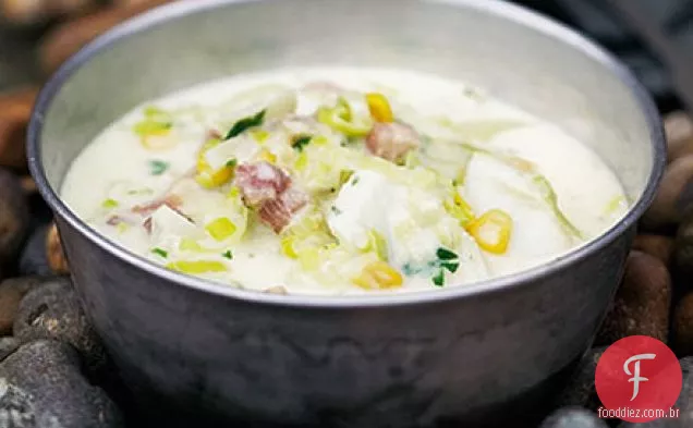 Arinca defumada e sopa de alho-poró