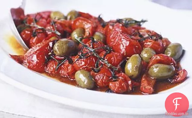 Cominho assado pimentas e tomates