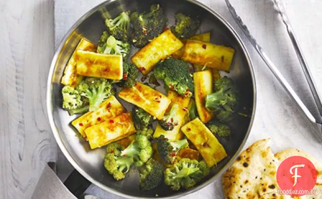 Brócolis temperado com paneer