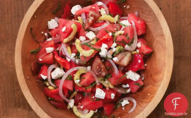 Salada De Tomate E Melancia Com Queijo Feta