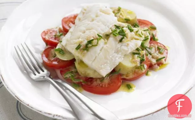 Arinca defumada com tomate e molho de cebolinha
