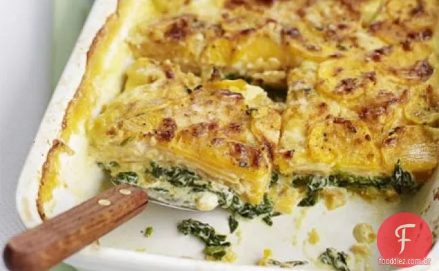 Batata doce e espinafre assar